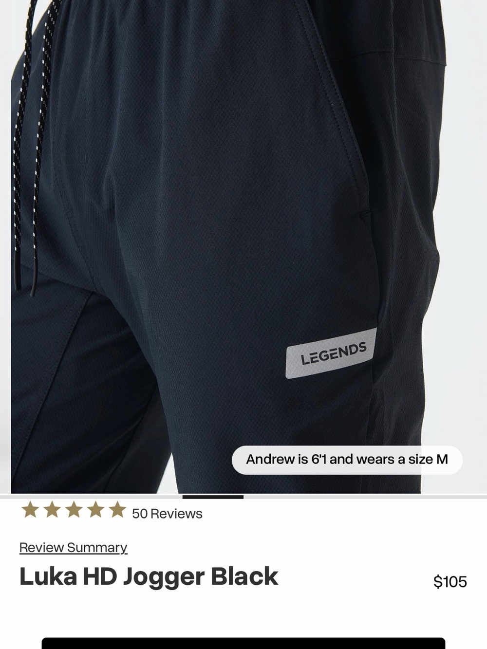 NWOT Legends Luka HD Jogger Black with Drawstring Waist - Picture 9 of 11